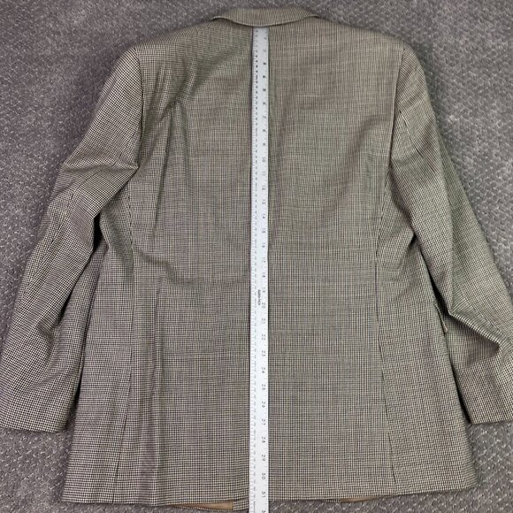 Lauren Ralph Lauren Sport Coat Blazer Men's 43R Houndstooth Wool Brown Blue - Picture 13 of 14